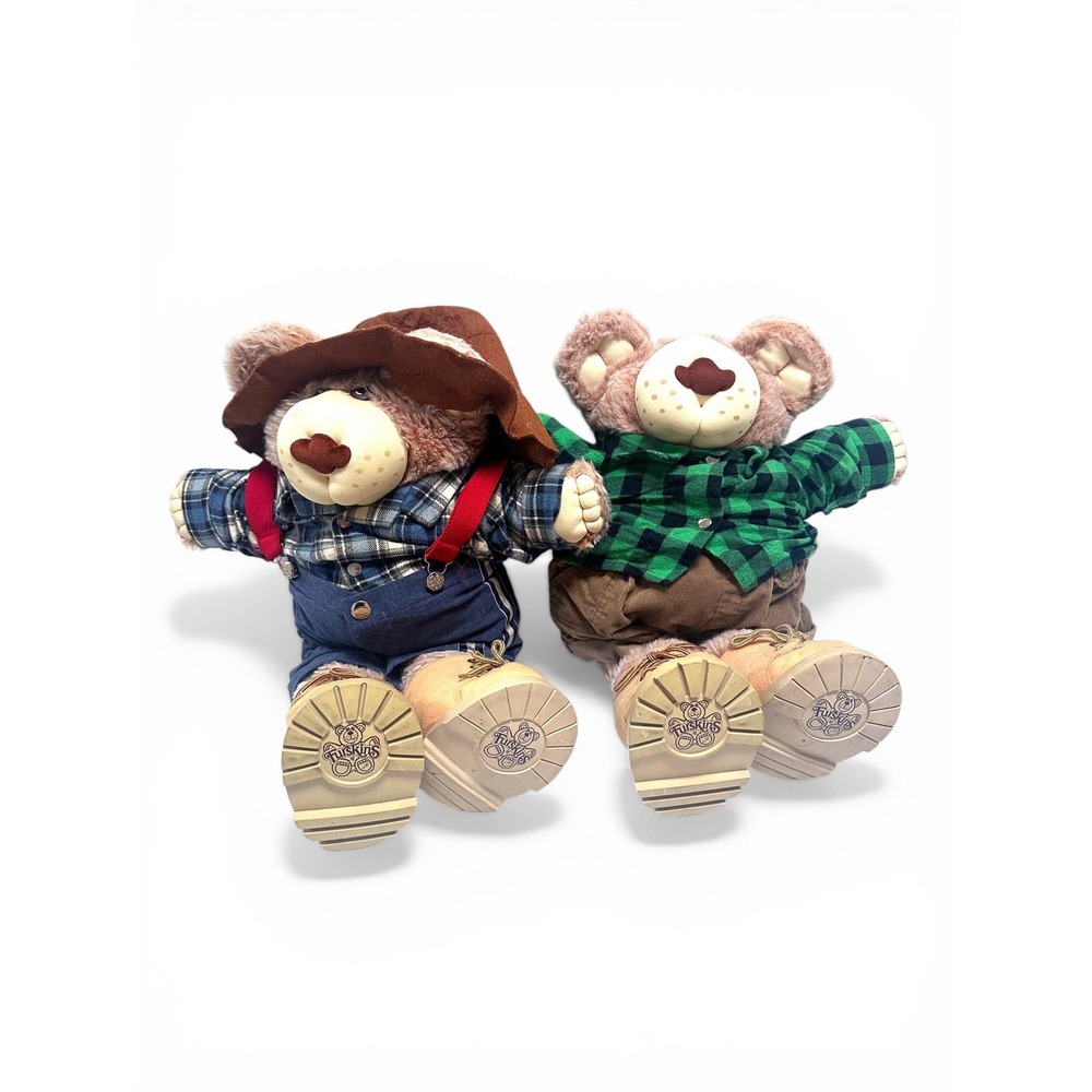 Vintage 1980s Furskins Bears Lot - Dudley & Hattie - Xavier Roberts Panosh Place